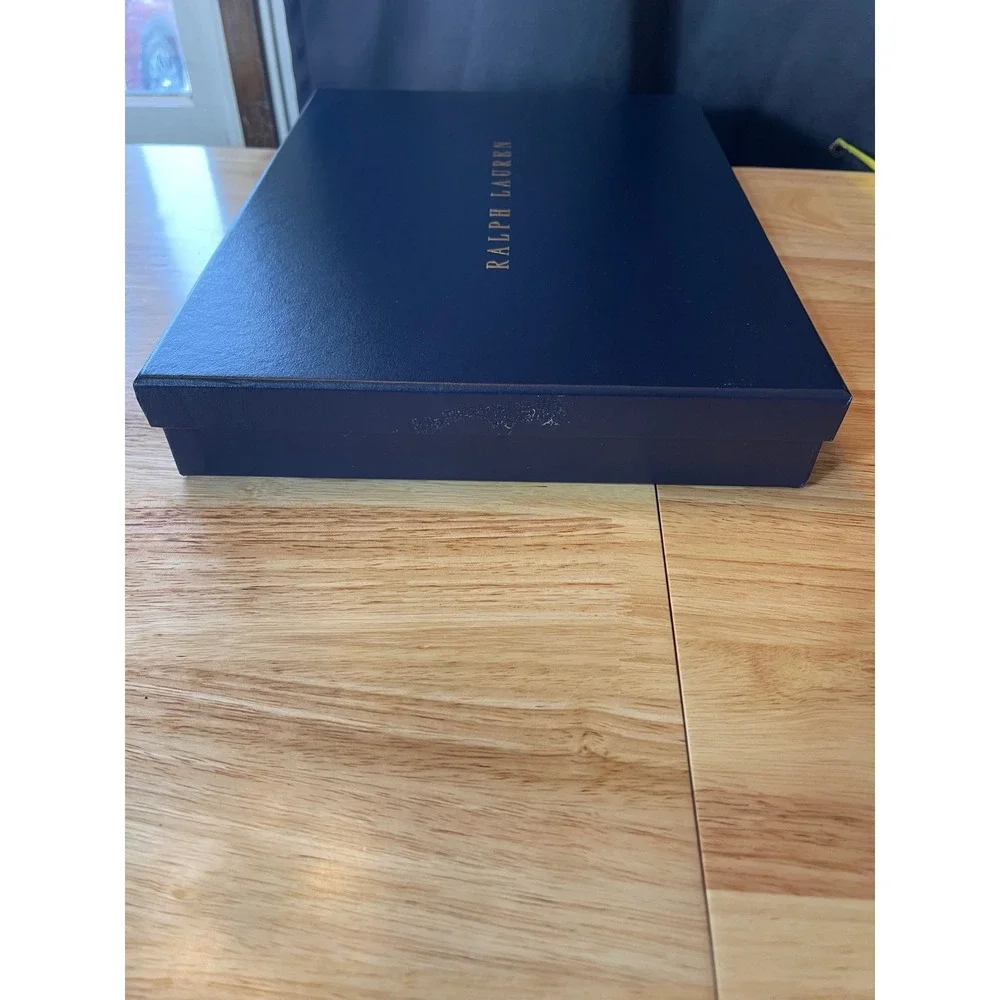 Ralph Lauren‎ Navy Blue Gold Logo Gift Box with Tissue Paper 13.5x11x2 Large